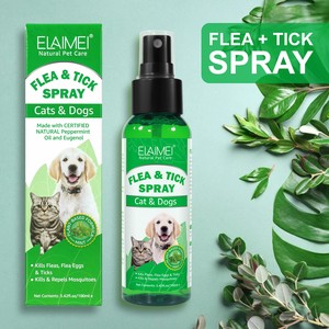 ELAIMEI Marque Privée OEM 100ml <span class=keywords><strong>Spray</strong></span> <span class=keywords><strong>Anti</strong></span>-Puces et Tiques Naturel à la Menthe Poivrée <span class=keywords><strong>pour</strong></span> Chiens et Chats - Product Image 1