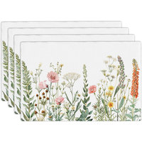 Napperons classiques en polyester floral rose revêtements de table rectangulaires lavables pour la maison douce maison pour la pendaison de crémaillère de printemps