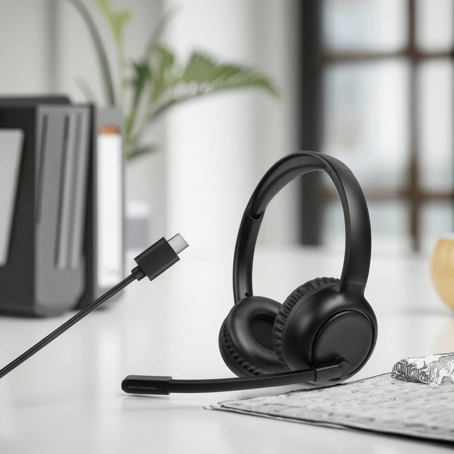 Qualcomm Chipset Call Center Headset Online Talk Studio Clear Communication Headsets Microphone Type C Port for Video Conference