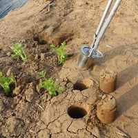 Perforateur de sol 4 tailles, outil de plantation à double poignée pour semis et repiquage