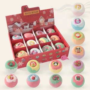 12 pezzi di oli essenziali palla da bagno Fizzies dolce sulla pelle Set regalo di natale bombe da bagno con giocattoli a sorpresa all'interno