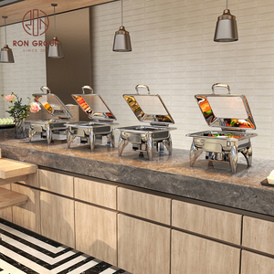 Equipo de <span class=keywords><strong>Buffet</strong></span> Moderno Cuadrado, Recipiente para Calentar Comida de Acero Inoxidable con Tapa de Vidrio, para Uso Comercial en Hoteles y Restaurantes - Product Image 1