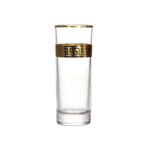 Vaso de vidrio al por mayor, vaso de cristalería de la máquina, vajilla, vajilla, llanta dorada, vasos de vidrio de highball, forma recta