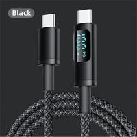 Cable de Datos USB C a USB C PD 100W, Cable de Carga Rápida con Pantalla Digital y Trenzado de Nailon, 5A Tipo C, Totalmente Compatible con iPhone y Samsung, 1m 2m