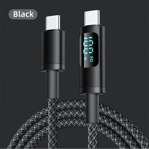 Cáp dữ liệu USB C PD 100W, chất liệu nylon bện, hiển thị kỹ thuật số, sạc nhanh 5A, loại C, tương thích hoàn toàn với <span class=keywords><strong>iPhone</strong></span> Samsung, dài 1m - Product Image 3