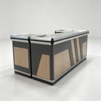 Comptoir de réception personnalisé, comptoir de caisse, vitrine de supermarché en bois MDF et acier, armoire de caisse