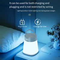 Lampe de camping et veilleuse de chevet à commande tactile USB, rechargeable, blanc chaud, alimentation 2400 mAh, avec affichage de l'heure