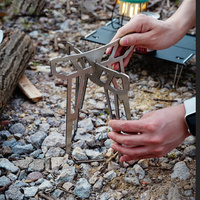 Support de barbecue multifonctionnel et pliable pour foyer de camping extérieur, ultra-léger et portable, idéal pour préparer le thé