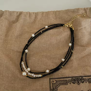 New Style Elegant Black Crystal Necklace Vintage Adjustable <b>Chokers</b> Necklace Korean Freshwater Pearl Necklace for Girls - Product Image 5