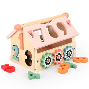 Maison de <span class=keywords><strong>sagesse</strong></span> multifonctionnelle Montessori en bois jouets assortis apprentissage numérique reconnaissance de forme géométrique pour enfants et garçons - Product Image 6
