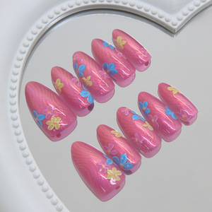 Set <span class=keywords><strong>de</strong></span> <span class=keywords><strong>Uñas</strong></span> <span class=keywords><strong>Postizas</strong></span> 3D con Diseño <span class=keywords><strong>de</strong></span> Ojo <span class=keywords><strong>de</strong></span> Gato, Forma Almendrada Corta, con Flores Coloridas Onduladas, Portátil <span class=keywords><strong>para</strong></span> Viaje, 30 Piezas - Product Image 2
