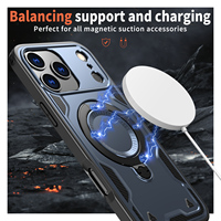 Coque de téléphone antichoc à protection intégrale avec support magnétique rotatif à 360° style mécanique pour iPhone 17 16 Pro Max Samsung S26 S25 Ultra