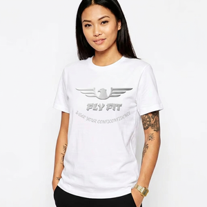 T-shirts pour hommes de luxe en coton 100% taille européenne, col rond, blanc uni, manches courtes, 210 grammes, logo tricoté sur le devant - Product Image 1