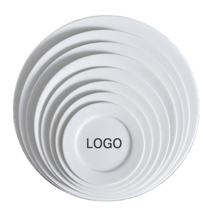 Ensembles d'assiettes personnalisées avec logo imprimé, assiettes à dîner en porcelaine blanche, plats ronds plats, assiettes en céramique pour restaurants - Product Image 1