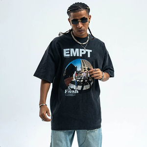 Streetwear High Quality 100% Cotton Heavyweight Oversize Drop Shoulder Boxy Custom <b>Silk</b> Screen Printing 3D <b>Mens</b> O-Neck T-<b>Shirt</b> - Product Image 3