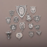 Accesorios de Joyería Católica, Colgante DIY de Aleación de Zinc, Cadena de Bambú, Conector de Rosario Triangular Religioso, Venta al Por Mayor