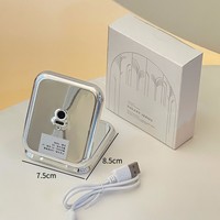 Miroir de maquillage avec lumière LED, miroir de voyage portable, miroir de table de toilette à domicile, mini miroir carré pliable