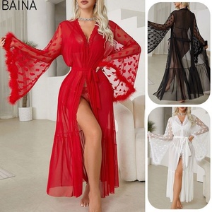 Pijama Cardigã de Seda Gelo 2026, Camisola Sexy e Robe Transparente - Product Image 2