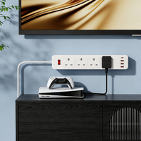 Multiprise UK 13A à 4 prises avec interrupteur principal marche/arrêt, rallonge de charge rapide 3 ports Type-C + 1 port USB-A, certifiée CE VDE