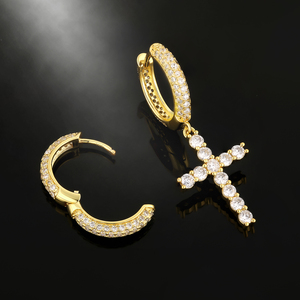 <span class=keywords><strong>Orecchini</strong></span> a Croce in Argento Sterling 925 con Moissanite VVS, Placcati in <span class=keywords><strong>Oro</strong></span> 14K, <span class=keywords><strong>Set</strong></span> di <span class=keywords><strong>Orecchini</strong></span> Ipoallergenici Leggeri per Uomo e Donna - Product Image 3