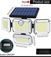 CJM3334 Lampe murale solaire à détecteur de mouvement humain, bande longue, IP65, LED blanc neutre 4100K, ABS, garantie 1 an pour jardin extérieur
