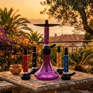 Moderno Set de Shisha de Aleación de Aluminio con Acabado Espejo, Tipo Recto Portátil con Mangueras para Bar o Regalo - Product Image 3