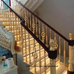 درابزين سلالم من سبائك الألومنيوم على الطراز الأوروبي، مناسب للمنازل الريفية ذاتية البناء والفيلات، درابزين بتصميم صيني جديد منحني وحلزوني قابل للتركيب الذاتي - Product Image 6