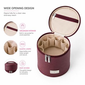 Factory Custom PU Leather Cylinder Cosmetic Bag Portable Travel Beauty Organizer Makeup <b>Storage</b> Case - Product Image 2