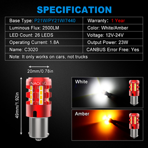 Foxnao — Super Canbus sans erreur, 194 168 1157 P211W T20, ampoule Led lumière haute Led 1156 T20, avec voiture - Product Image 2