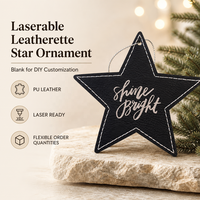 Ensemble d'ornements de sapin de Noël personnalisés avec cordon de suspension, décorations de vacances gravées au laser en cuir PU