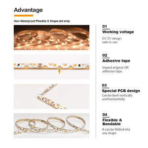 US Market Hot Selling PERFECT S Shape RGBW LED Strip - SMD5050 60LED/M DC5V 12.5W/M High CRI >90 Vertical & Horizontal Bendable - Product Image 5