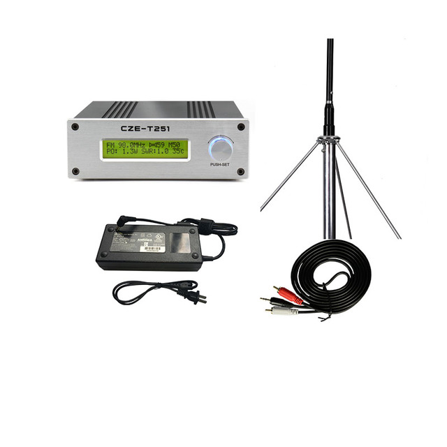 25W Professional Amplifier FM Transmitter with 87-108MHz Frequency Range Aluminium Alloy Silver for Church Broadcasting
