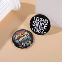 Haojin personnalité européenne américaine mode géométrique anglais lettre fer blanc Badge alliage de métal goutte d'huile décoration broche