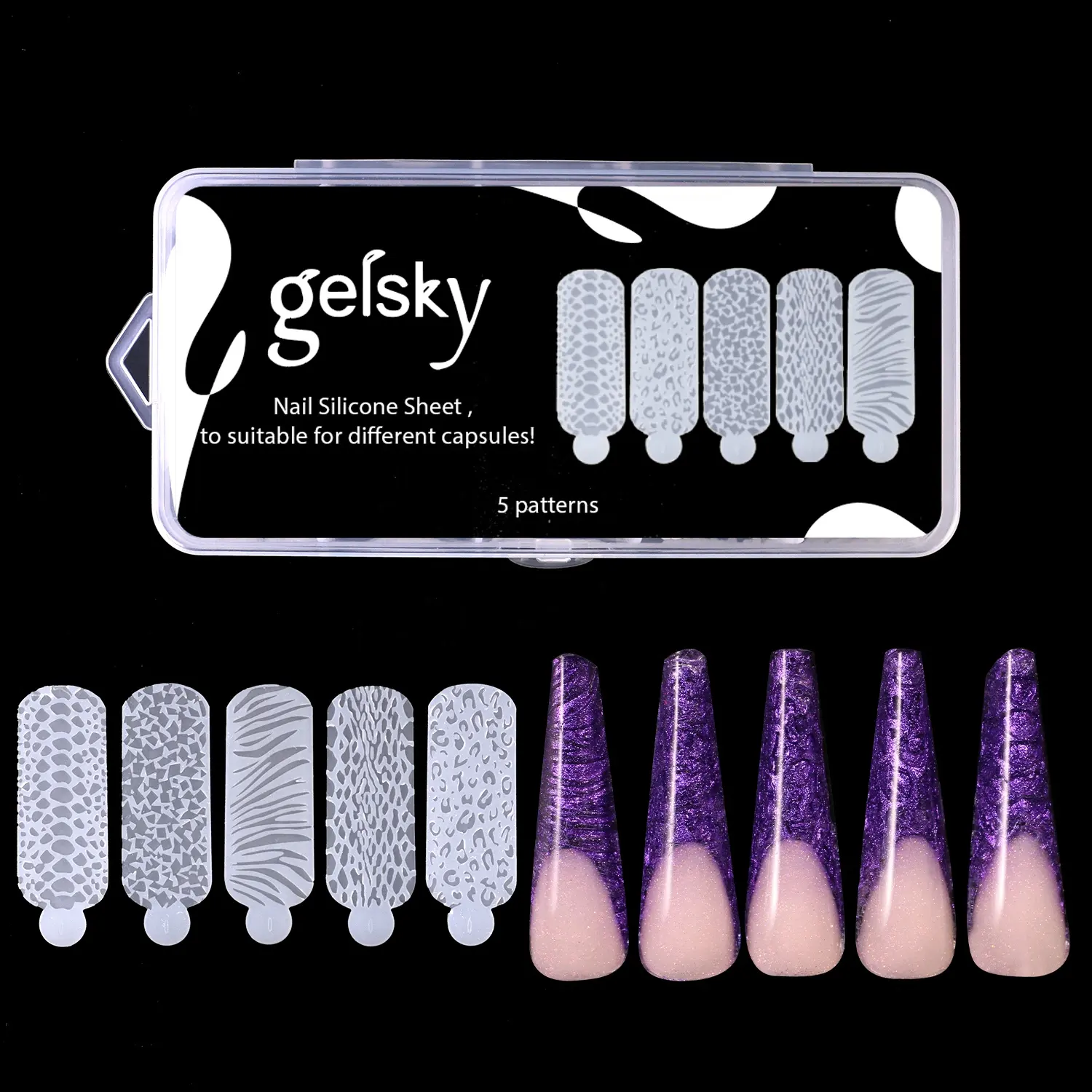 Gelsky Silicone forma Gel Pad a doppia forma Sanke leopardo Zebra diamante riutilizzabile per Nail Art stampo Gel punta doppia forma