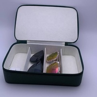 Boîte de rangement pour lunettes de soleil Fermeture éclair Type 4 fentes Porte-emballage pour lunettes Étuis à lunettes Plateau à lunettes en cuir