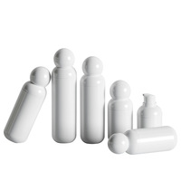 Bouteille à pompe en plastique PP cylindrique personnalisée blanche de 30 ml, 50 ml, 80 ml, 100 ml, 120 ml, 150 ml avec bouchon à bille pour essence liquide