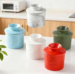 Beurrier français personnalisable et écologique avec couvercle, en céramique durable et silicone, pour la cuisine domestique, design européen - Product Image 2