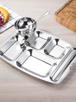 Plateau rectangulaire en acier inoxydable écologique à compartiments multiples pour l'école, boîte à lunch à 5 compartiments