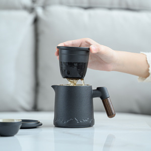 Msh Giá Rẻ Tốt Trung Quốc Tea Cup Set Với Nắp Gốm Dễ Thương Màu Đen Sứ Cốc Trà Tùy Chỉnh Cho Cà Phê Và Trà - Product Image 5