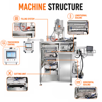 Machine d'emballage entièrement automatique à 10 voies pour sachets de pâte de tomate à scellage 4 côtés, machine de remplissage et de scellage multi-voies pour sachets de sauce liquide