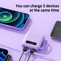 TDX X-111DX Logo personnalisé Mini Slim 10000mAh Power Bank Affichage LED PVC intégré Type-C Câbles USB Chargeur de téléphone portable intelligent