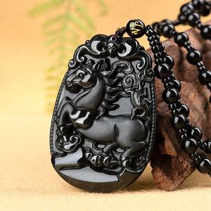 Pendentif en jadéite naturelle noire, style chinois, signes des douze animaux, design original, cadeau avec certificat d'évaluation, SX26 - Product Image 3