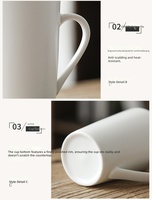 Mug à café en céramique noir et blanc personnalisé avec couvercle et cuillère, tasse à lait, mug classique, tasses à boire pour le thé et le café