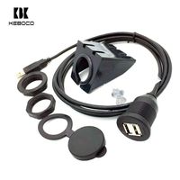 Câble d'extension USB 2.0 double port étanche avec gaine en PVC tressée pour montage sur tableau de bord de voiture, pour lecteur de codes-barres et ordinateur