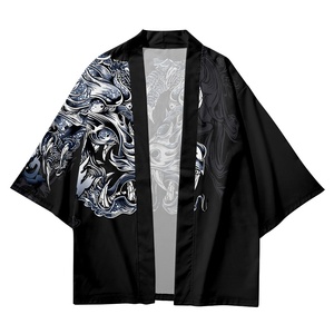 Kimono <span class=keywords><strong>japonais</strong></span> <span class=keywords><strong>traditionnel</strong></span> pour hommes, veste fine décontractée à motif de dragon 3D, cardigan kimono asiatique - Product Image 1