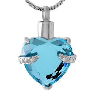 Kalung Urn Kristal Batu Kelahiran Bentuk Hati dari Baja Anti Karat untuk Abu Jenazah, Kenang-kenangan Memorial, Urn Batu Kelahiran untuk Abu Kremasi - Product Image 3
