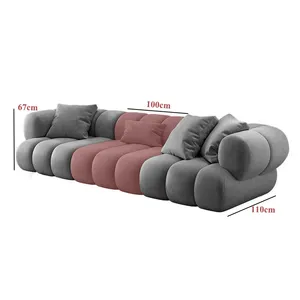 Sofá nórdico ATUNUS de tela de terciopelo italiano, sofá blanco cómodo con acento, sofá modular para sala de estar personalizado, juego de sofá seccional