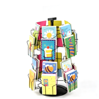 Rak Display Putar Logam Modern untuk Toko, Cocok untuk Kartu Ucapan, Stiker, Brosur, Poster, Buku Catatan