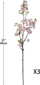 Flores Artificiales de Sakura, Flores de Simulación de Flor de Cerezo y Melocotón para Decoración de Bodas, Flores de Seda de Alta Calidad - Product Image 2