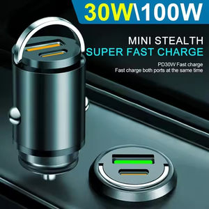 快速充电100w 66W 30W Pd迷你适配器Usb C型Qc3.0双端口通用点烟器2端口移动汽车充电器 - Product Image 2
